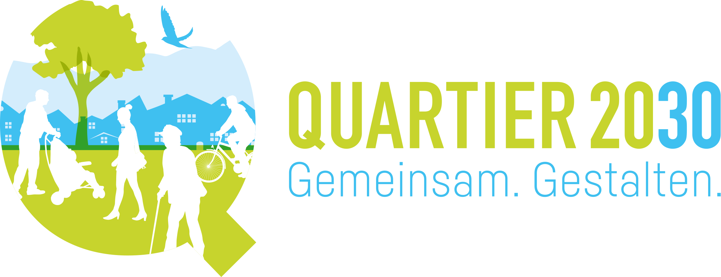 Logo der Strategie „Quartier 2030 – Gemeinsam. Gestalten.“ des Landes Baden-Württemberg