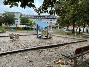 Spielplatz in Pforzheim, aufgenommen im Rahmen der Nachbarschaftsgespräche "West" in Pforzheim am 12.10.2021.