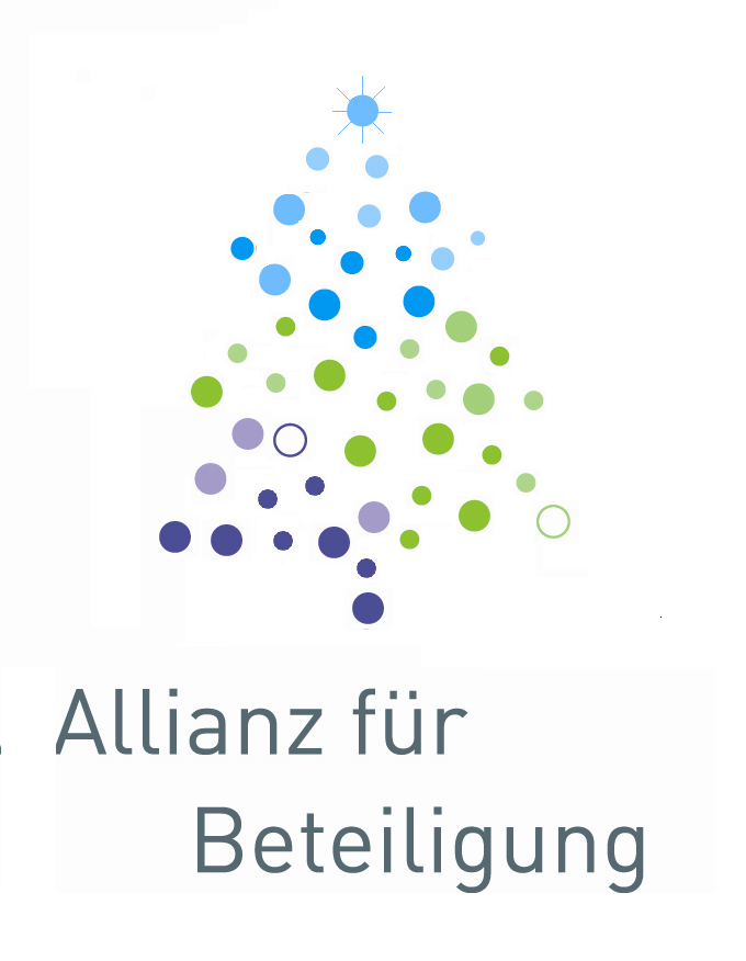 Weihnachtliches Logo der Allianz für Beteiligung.