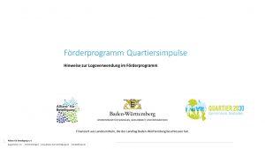 Bild: Förderprogramm Quartiersimpulse Hinweise zur Logoverwendung im Förderprogramm
